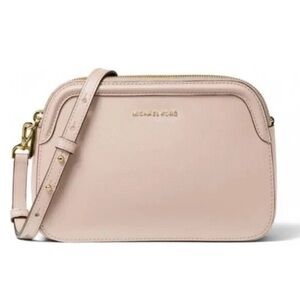 MICHAEL KORS HOUSTON LARGE DOUBLE ZIP PINK CREAM CROSSBODY